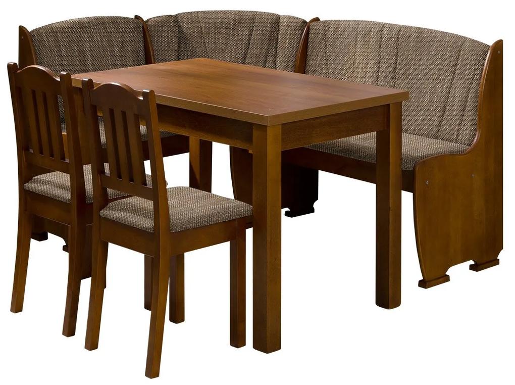 Rohová lavica do kuchyne + stôl so stoličkami Platon, Morenie: hnedé, Dostupné poťahy: Lawa 02