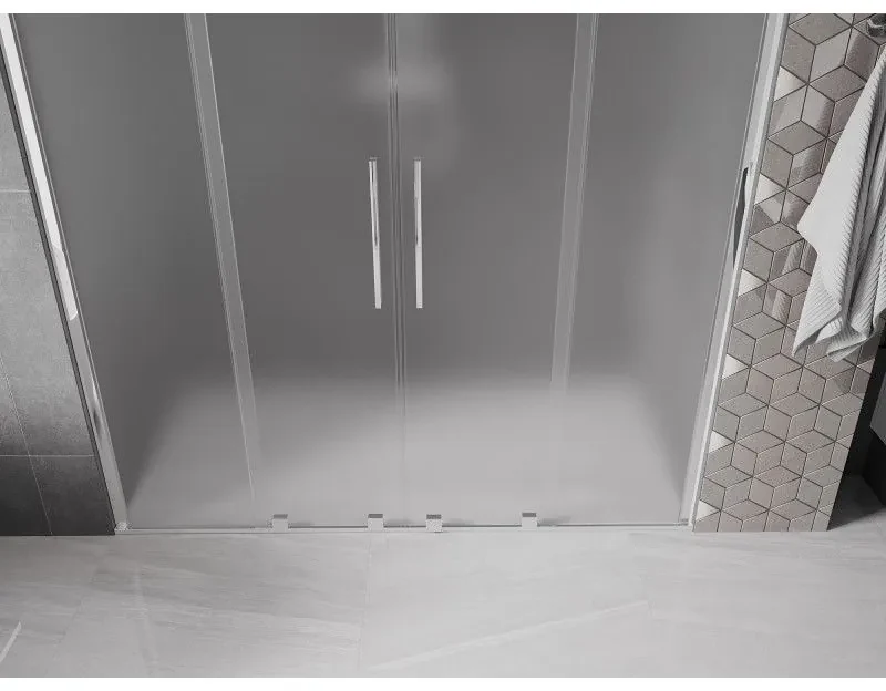 Mexen Velar Duo, posuvné sprchové dvere do otvoru 180 cm, 8mm sklo námraza, chrómová, 871-180-000-32-01