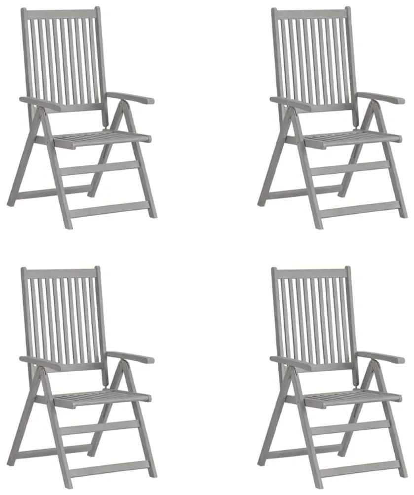 Záhradné sklápacie stoličky 4 ks sivé masívne akáciové drevo