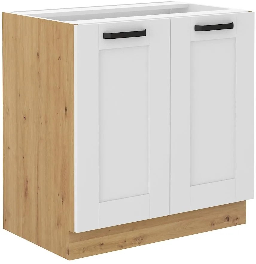 Dolná kuchynská skrinka Lucid 80 D 2F BB (korpus: dub artisan + front: mdf biela). Vlastná spoľahlivá doprava až k Vám domov. 1134603