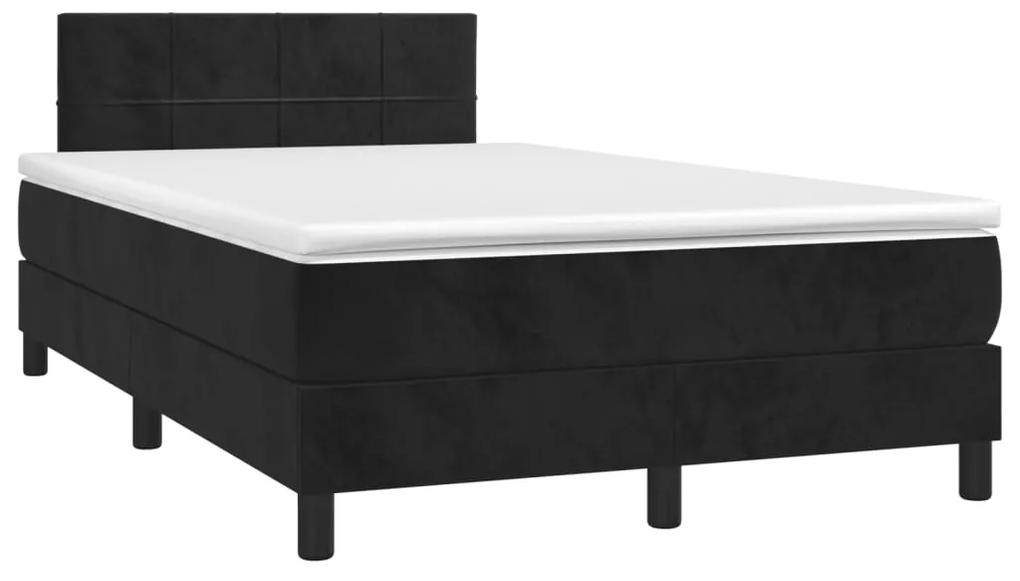 Boxspring posteľ s matracom a LED, čierna 120x190 cm, zamat 3270155