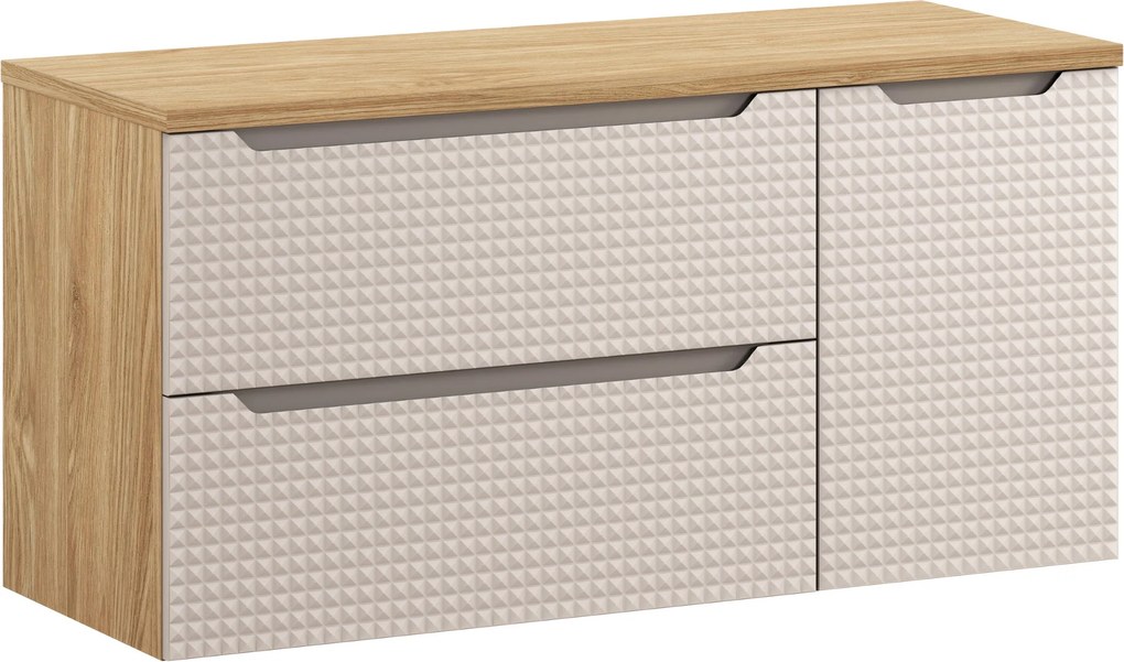 Comad Kúpeľňová skrinka pod doskové umývadlo set Luxor Beige III. 120 béžová/dub olejovaný