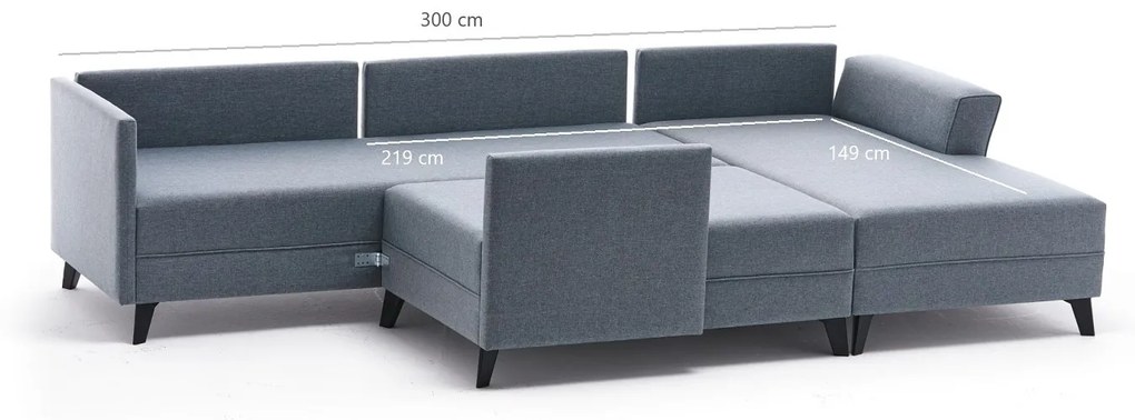 Dizajnová rohová sedačka Bastion 300 cm antracitová