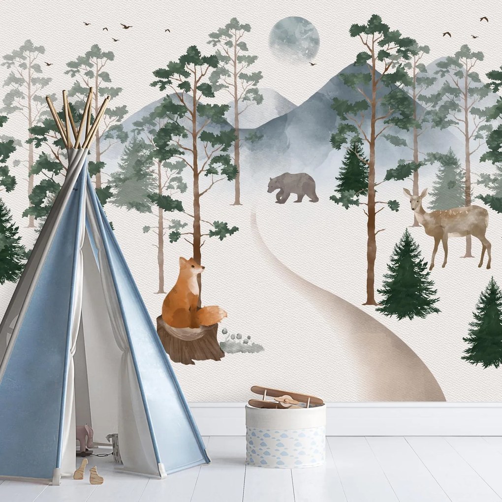 Fototapeta - Akvarelový les (147x102 cm)