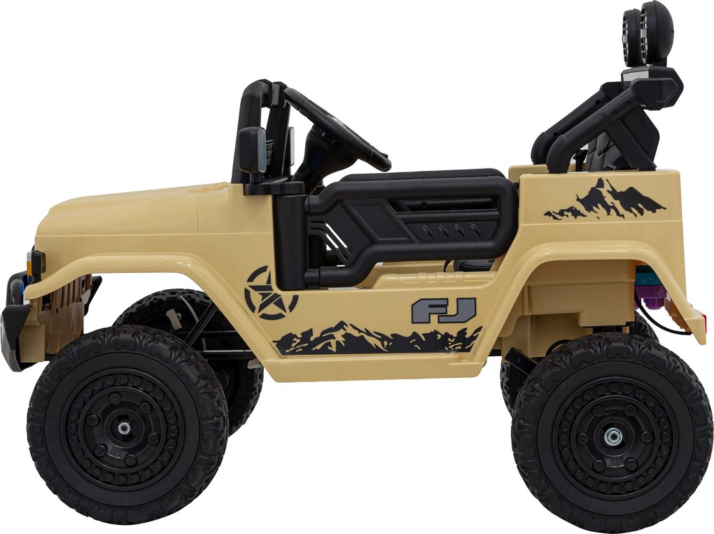 Ramiz Toyota FJ Cruiser pre deti béžová + diaľkové ovládanie + pohon 4x4 + LED audio + EVA + pomalý štart