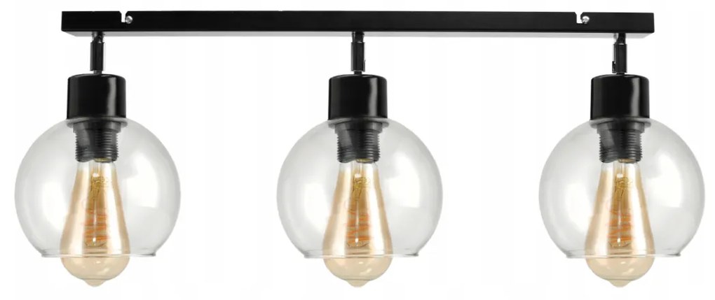 BERGE LED nastaviteľné stropné svietidlo 3xE27 LOFT - priehľadná guľa