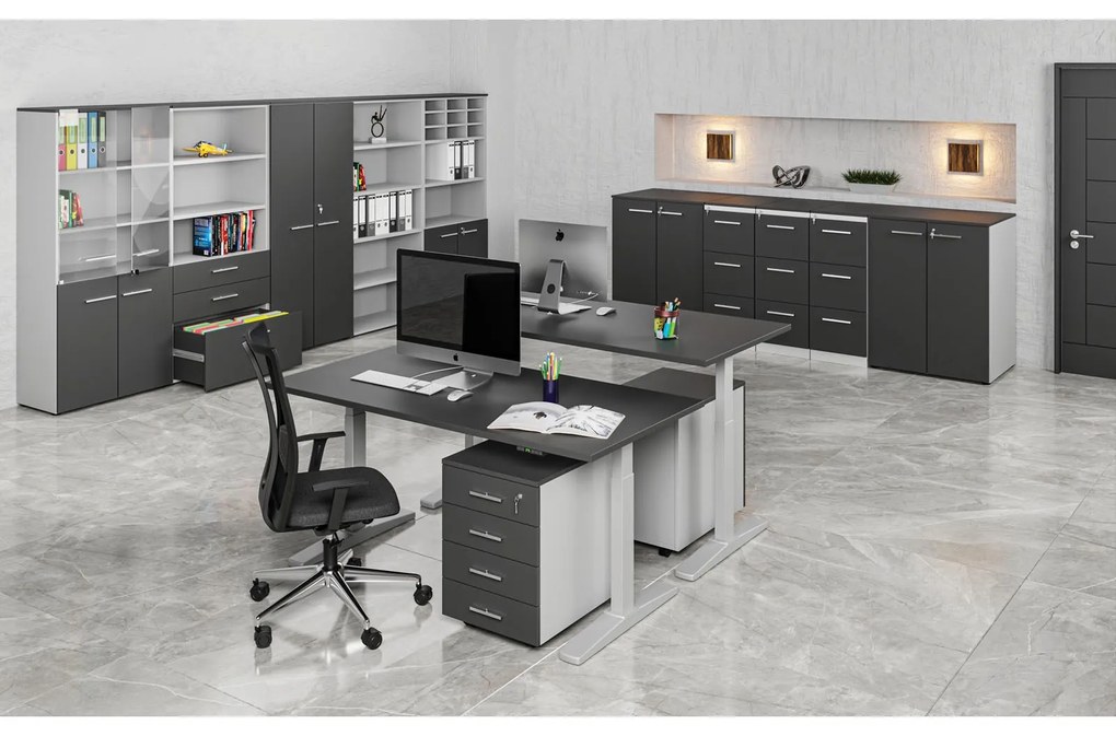 Šatníková skriňa s výsuvom PRIMO GRAY, 800 x 420 x 1781 mm, sivá/grafit