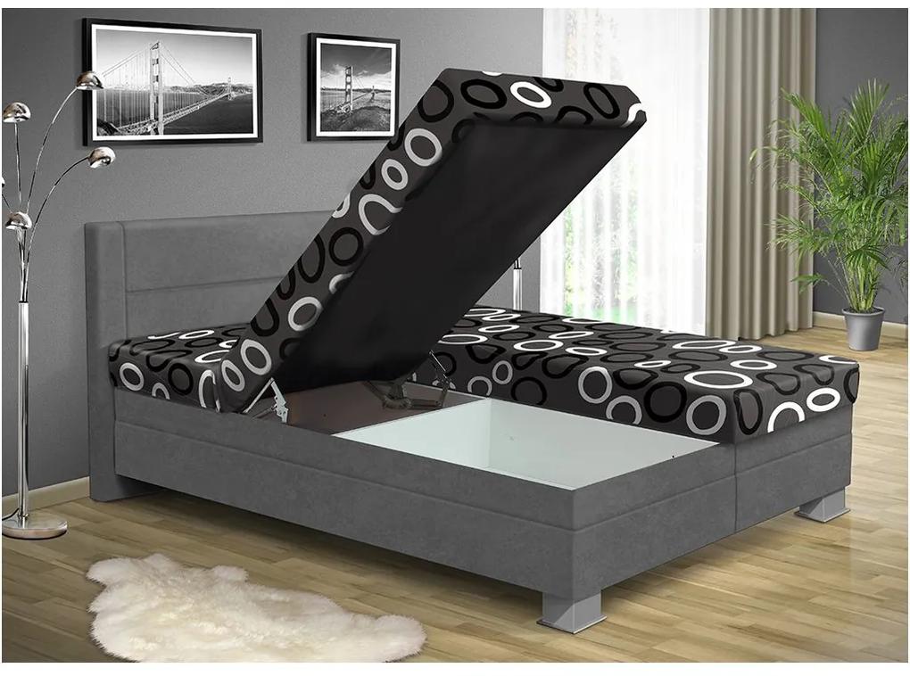 Nabytekmorava Čalúnená posteľ s úložným priestorom ALICE 200 x 170 cm farebné čalúnenie: černá 04, čalúnenie: Mega 14 šedá