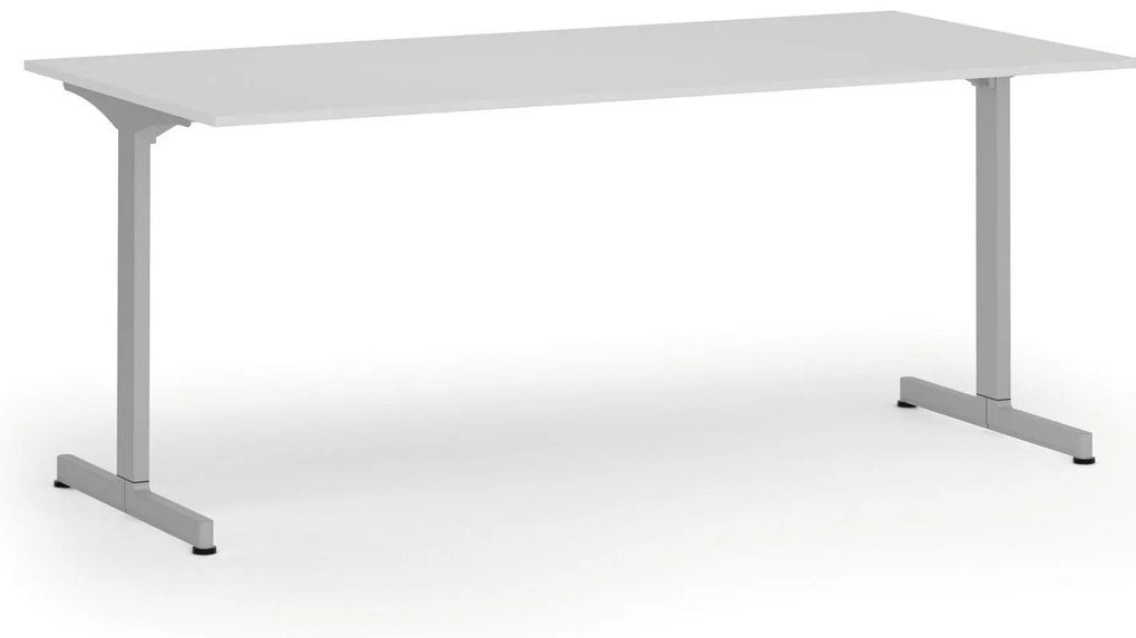 Kancelársky stôl PRIMO BETA, 180x90 cm, sivá podnož, biela
