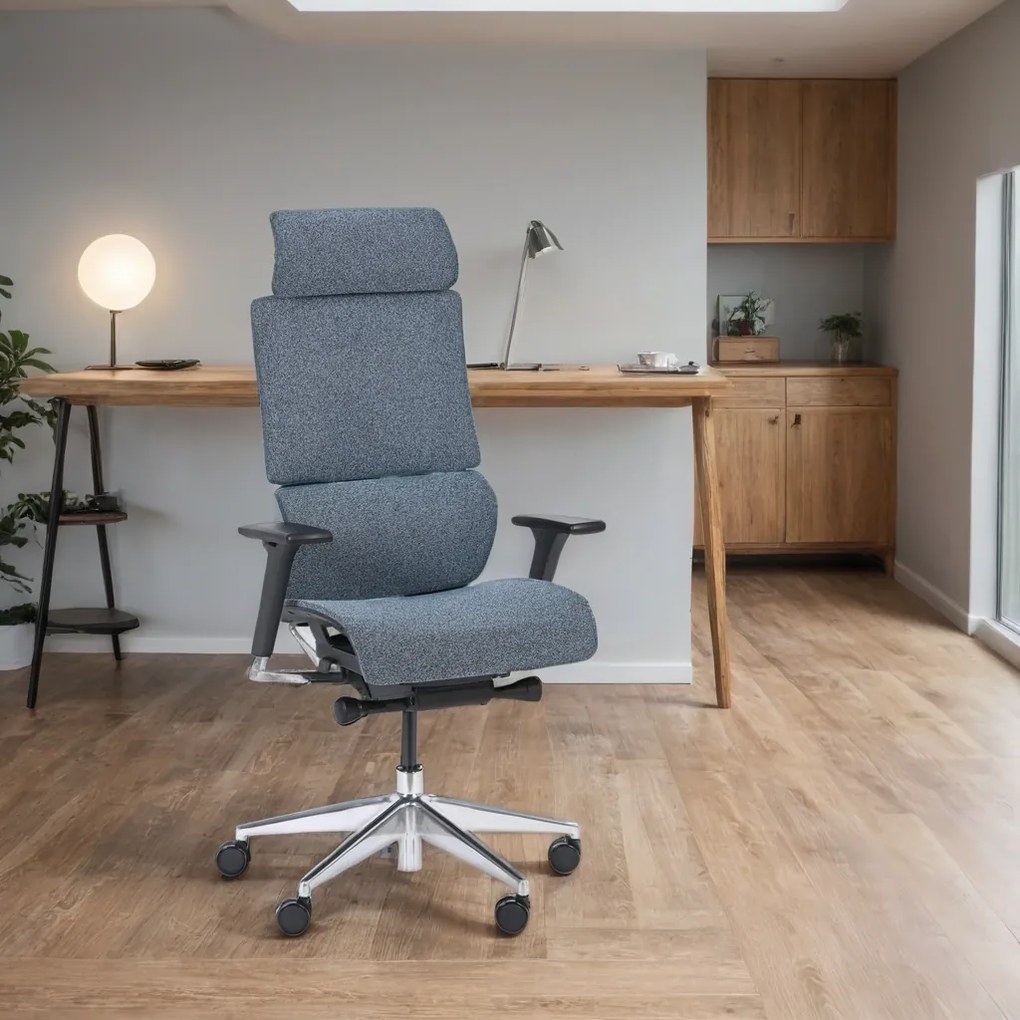 Kancelárska balančná stolička s balančným operadlom PHOENIX, sivomodrá