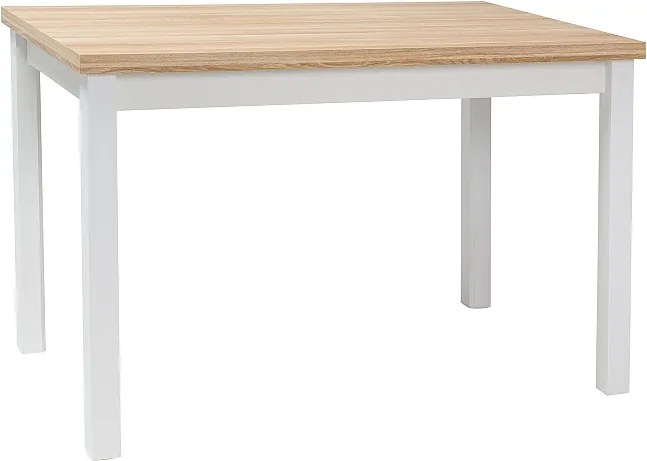 Biely jedálenský stôl s doskou v dekore dub ADAM 120x68