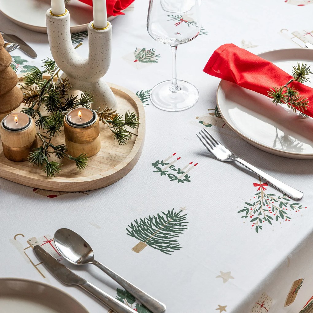 Goldea vianočný hranatý obrus z pevnej bavlny - tradičné vianoce 100 x 100 cm