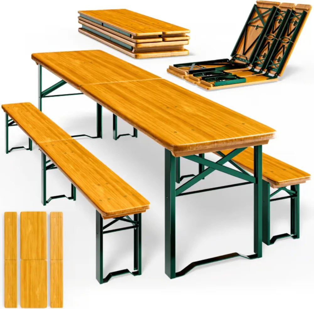 Pivný set MAXI sklápateľný, 220cm, prírodná hnedá Jurhan