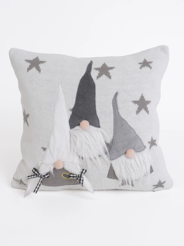 Vianočná obliečka na vankúš mikroplyš 40 x 40 cm - Sivý škriatkovia