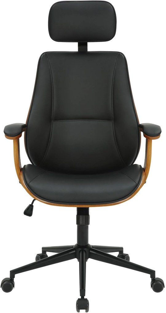 Design-Shop Kancelárska stolička Lugo - koženka - Orech / Čierna