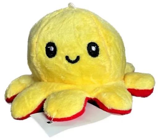Plyšák přívěsek oboustranná chobotnice 8 cm Žlutá