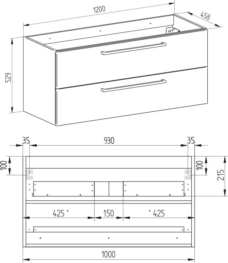 Mereo Bino, kúpeľňová skrinka 120 cm, dub Arlington, MER-CN623SN