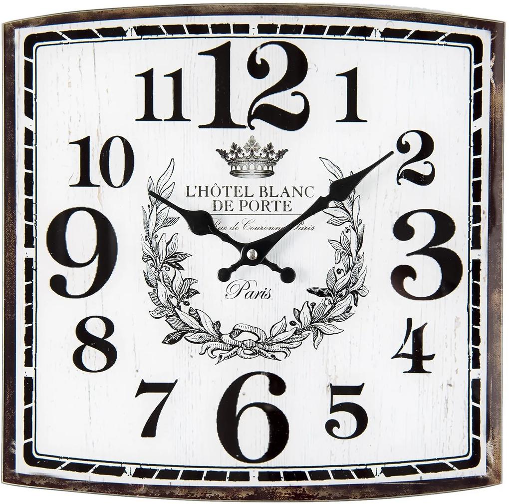 Štvorcové nástenné hodiny L'Hotel Blanc De Porte - 34*4*34 cm