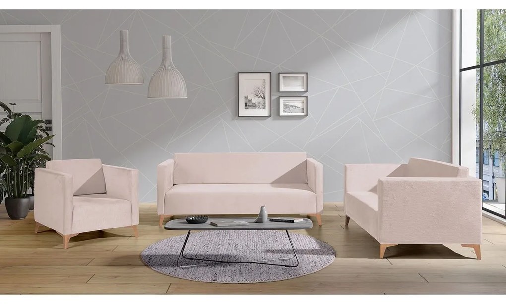 Sedacia súprava Denim 3+2+1, Dostupné poťahy: Solo 263, Farby nožičiek: dub