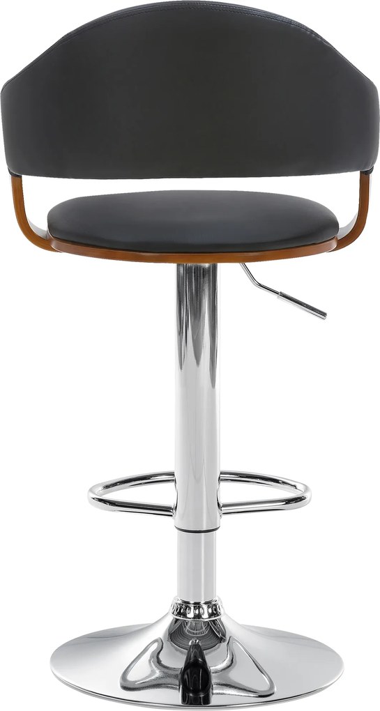 Barová stolička Nilse - koženka, chróm rám - orech/čierna