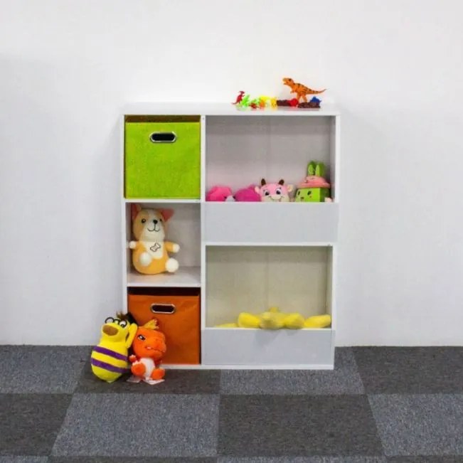 ECOTOYS Detský drevený regál 94x76x28,2cm White