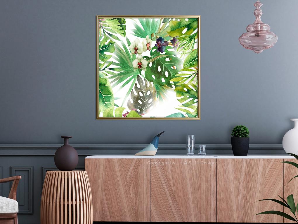 Artgeist Plagát - Tropical Shadow (Square) [Poster] Veľkosť: 20x20, Verzia: Zlatý rám s passe-partout
