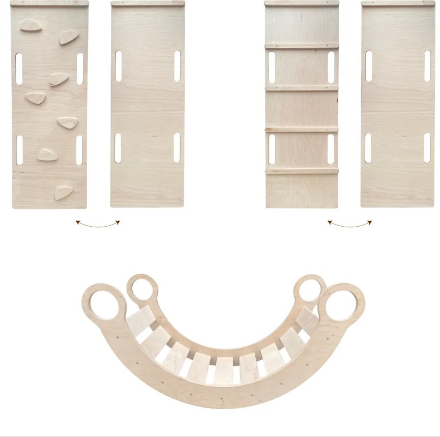 Lezecká súprava 3v1 stredná – hojdačka, šmykľavka a lezecká stena Šedá