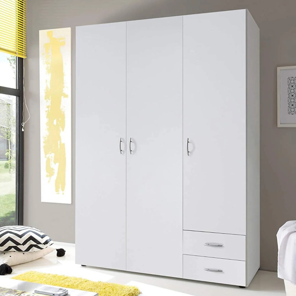 Sconto Šatníková skriňa SEBA 3 biela