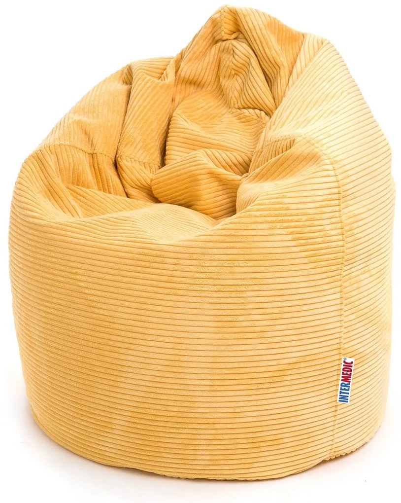 Mega Sako – veľký sedací vak z manšestru, 135 cm výška, 340 l výplň, prispôsobivý tvar, na relax aj prácu, dostupný vo farbách Farba: SZ91 - žltý