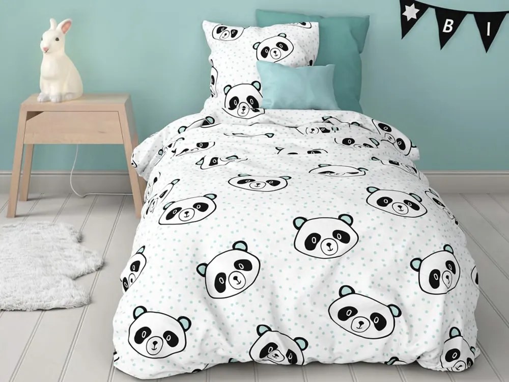Mistral Home dětské povlečení 100% bavlna Panda 140x200/70x90cm