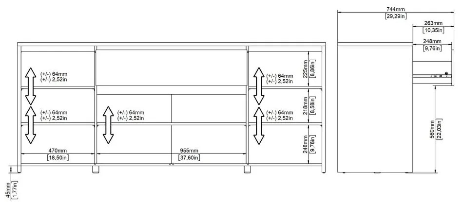 Biela/v prírodnej farbe komoda v dekore duba 197x84x48 cm Next – Tvilum