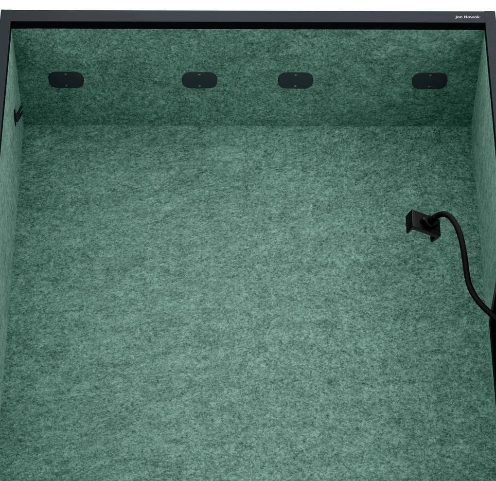 Akustická kabína SALLY MentalBox 1150 mm – antracitový korpus, zelené sedadlo