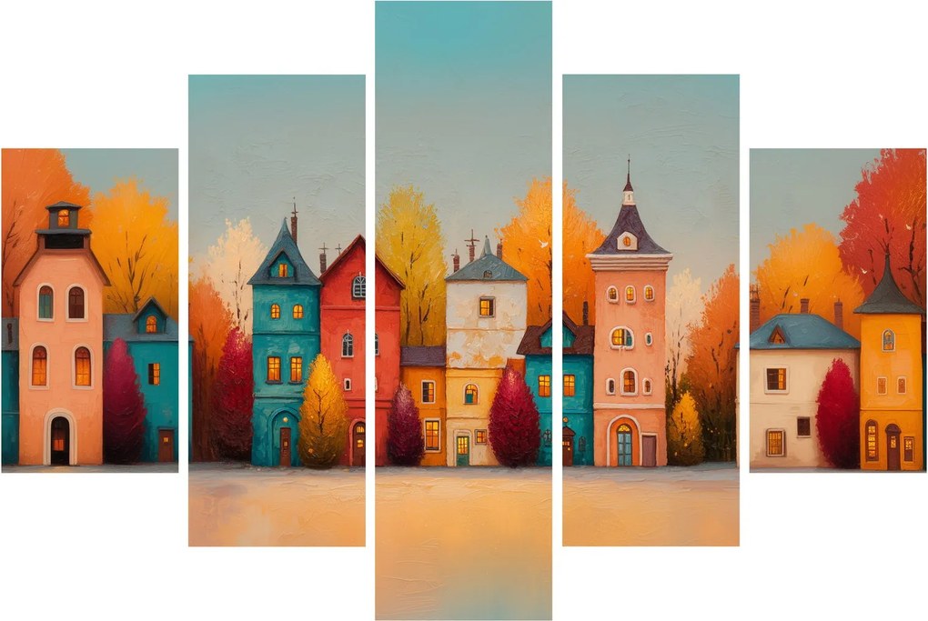 Obraz - Jesenná dedina (150x105 cm)