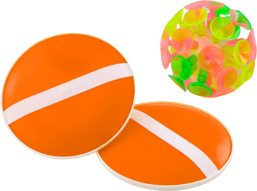 LEAN TOYS Arkádová hra Rakety a loptička s prísavkami - oranžová