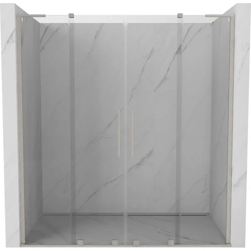 Mexen Velar L Duo, posuvné sprchové dvere do otvoru 180 cm, 8mm číre sklo, brúsená oceľ, 871-180-003-02-97