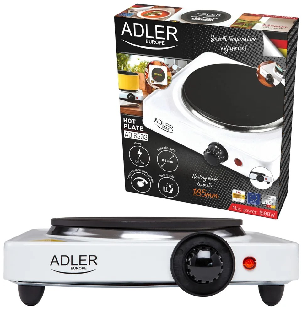 IKO Adler AD 6503 Cestovný elektrický varič s jedným horákom 1500W varná doska