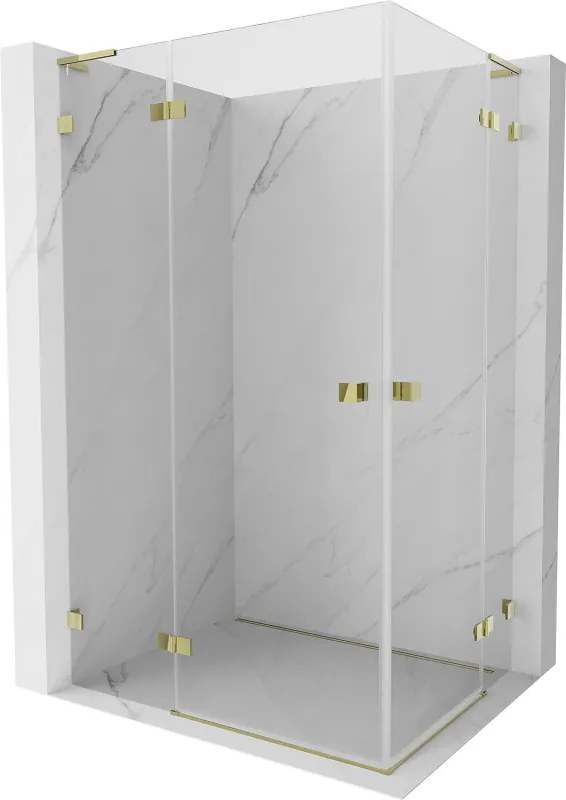 Mexen Lunar, L Duo výklopný sprchový kút 120 x 80 cm, 8mm číre sklo, zlatý profil, 834L-120L-080P-50-00