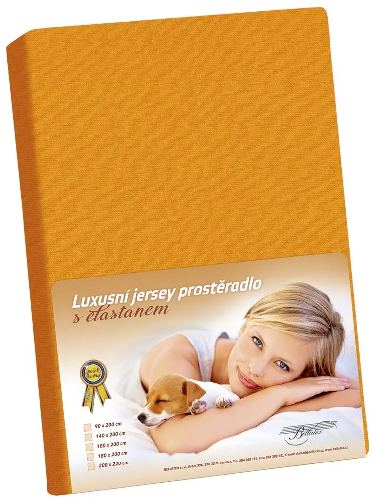 Bellatex Jersey prestieradlo s elastanom oranžová, 90 x 200 cm
