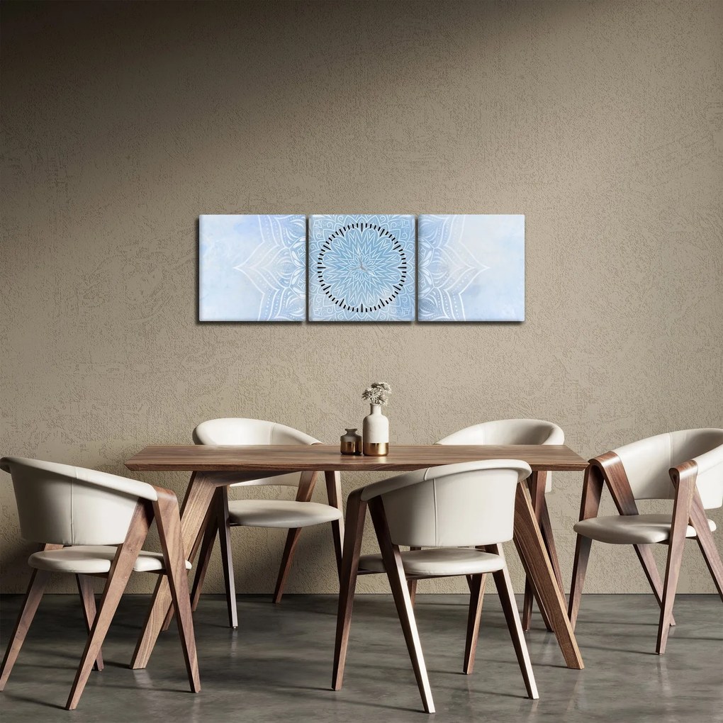 Obraz - Zimná mandala (s hodinami) (90x30 cm)