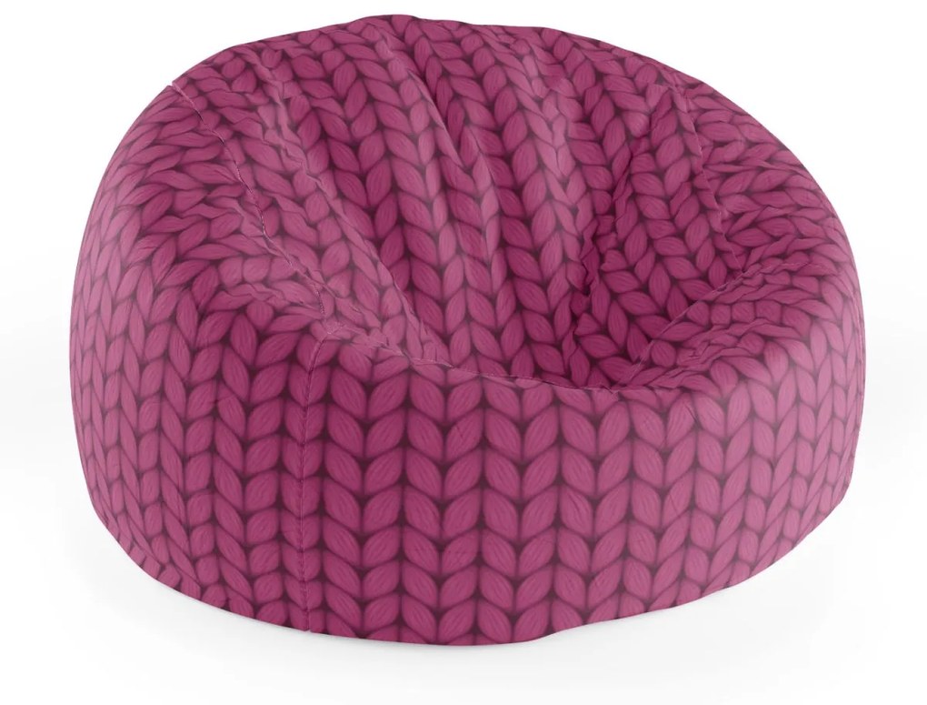 Sablio Sedací vak Cocoon Pletení ve fuchsiové barvě - 115 x 75 cm x 45 cm