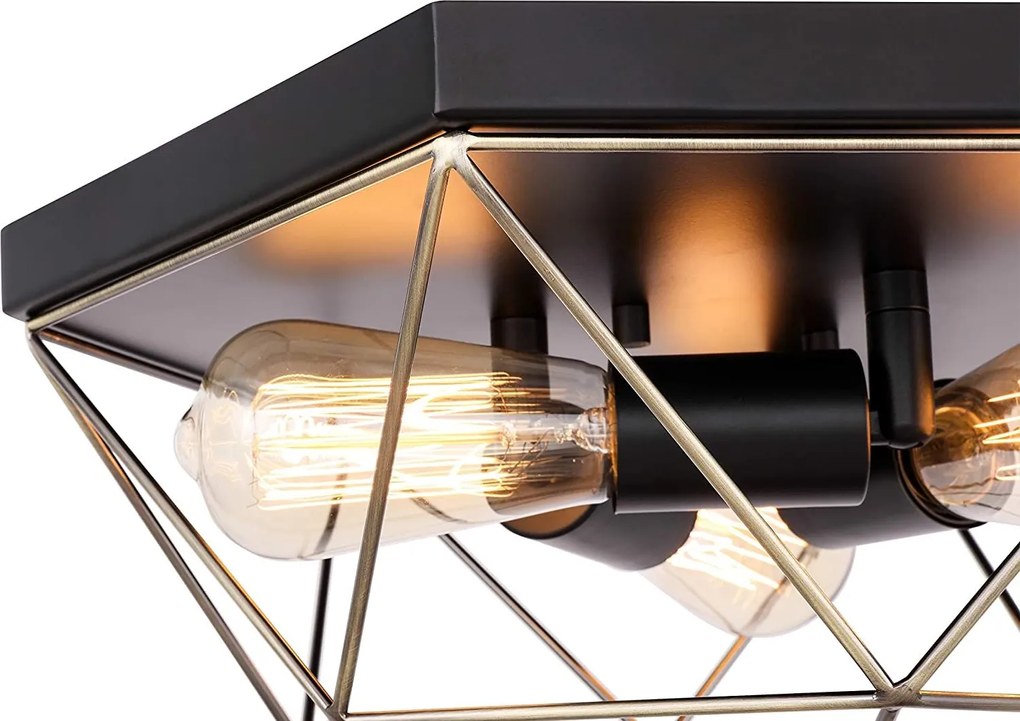 Toolight Toolight, stropné svietidlo 3xE27 APP1094-3C, čierna-zlatá, OSW-04410