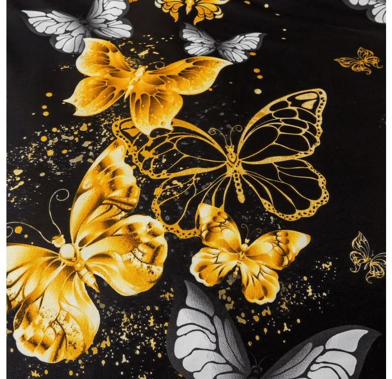 Obliečky z mikrovlákna GOLD BUTTERFLY čierne Rozmer obliečky: 70 x 90 cm | 140 x 200 cm
