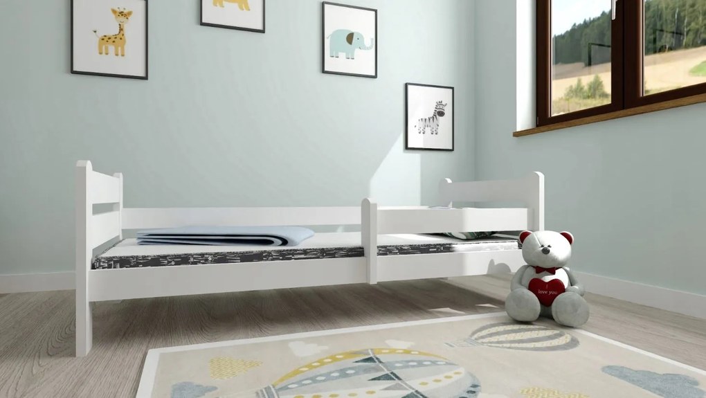 Detská posteľ z masívu borovice EDITA - 200x90 cm - biela