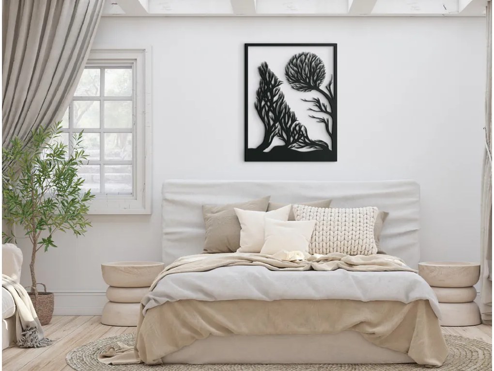 drevko 3D obraz na stenu Vyjúci vlk Rozmer obrazu: 42 x 32,5 cm, Farba dekorácie: Čierna