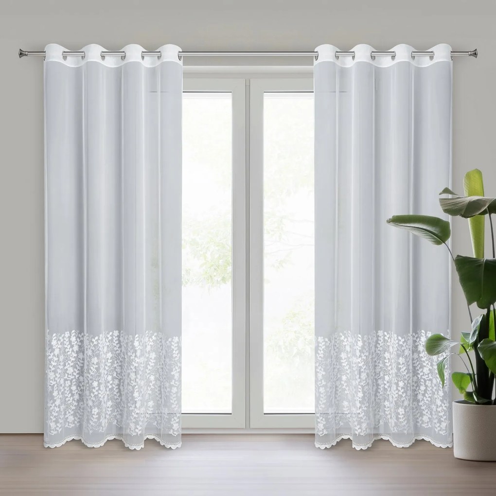 ZÁCLONA NA KRÚŽKOCH EVA MINGE INGA 140X250 CM BIELA