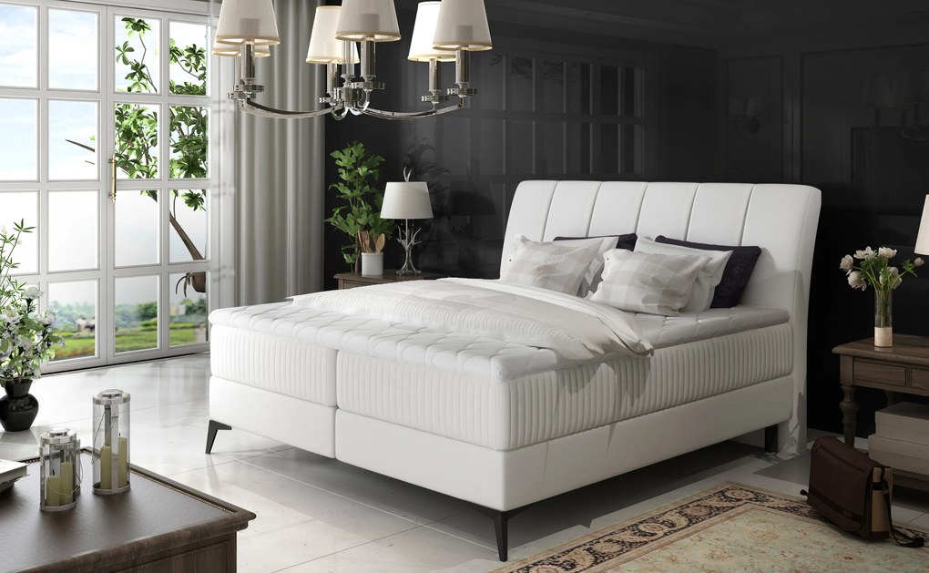 Elegantná box spring posteľ Andalusie 180x200, biela