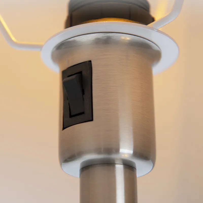 Klasická stojaca lampa oceľ s šedou kapotou a lampou na čítanie - Retro
