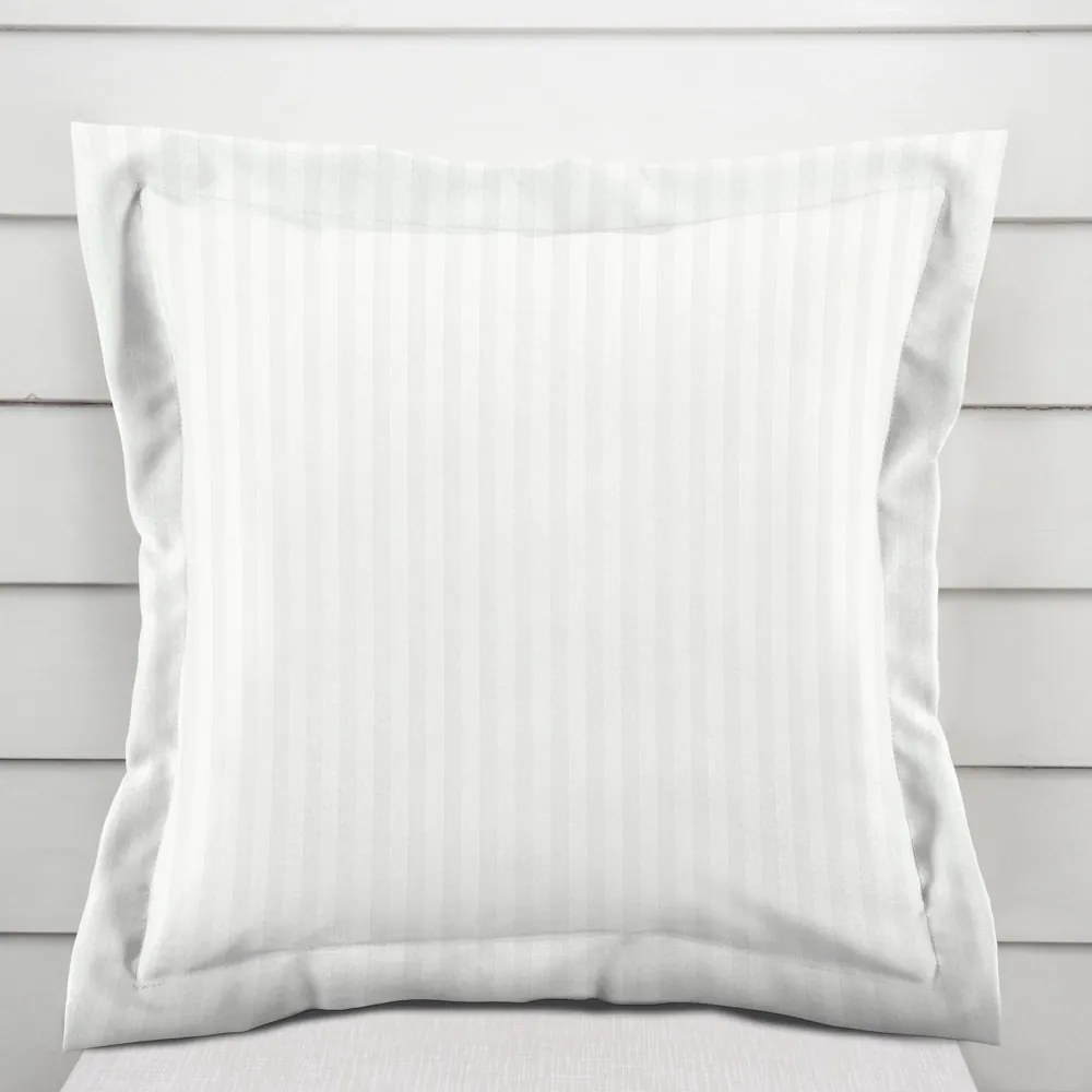 Biante Damašková obliečka na vankúš s lemom Atlas Grádl DM-010 Biela - pásiky 1 cm 60 x 60 cm