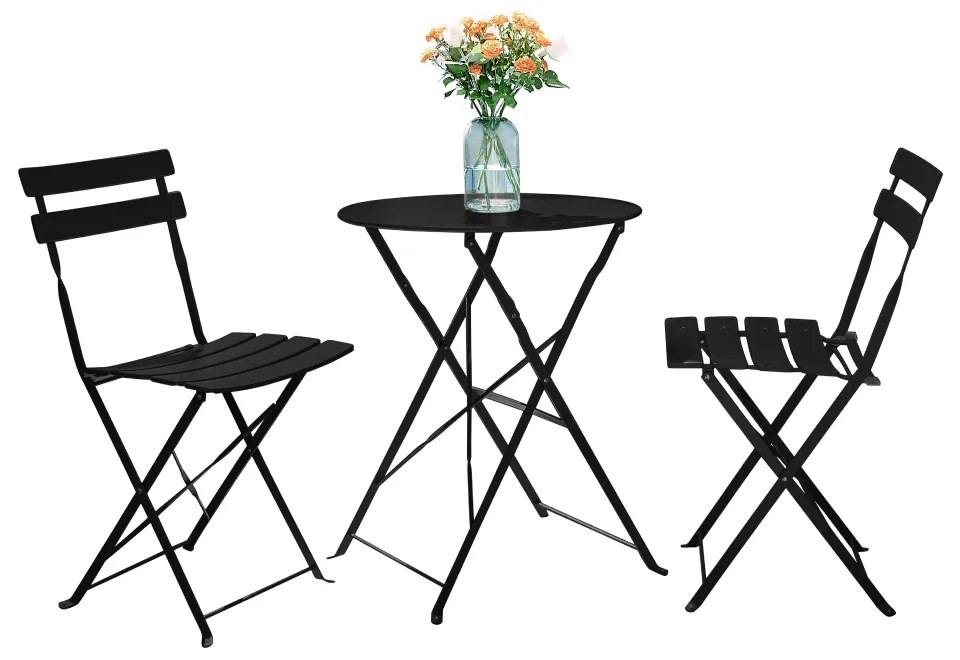Záhradný set 1+2, čierna, oceľ, OBAX