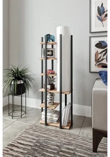 Stojacia lampa s poličkami MODA DOR 1xE27/40W/230V čierna/hnedá